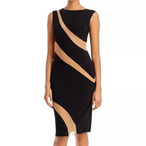 Norma Kamali Snake Color Blocked Sheath Dress - Size Small